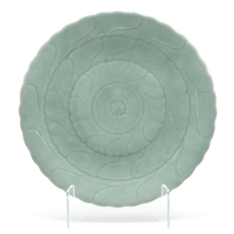 古玩陶瓷豆青釉盤真品鑒賞圖