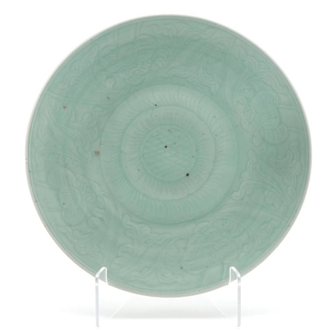 古玩陶瓷豆青釉盤真品鑒賞圖