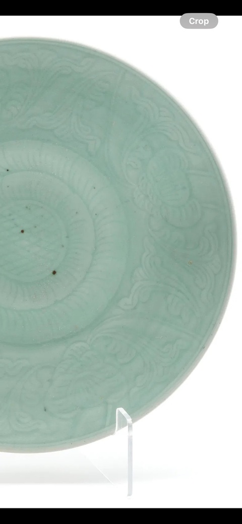 古玩陶瓷豆青釉盤真品鑒賞圖
