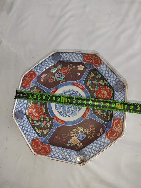 古玩陶瓷日本明治青花彩繪花卉紋盤拍賣，當前價格300元
