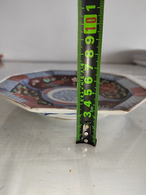 古玩陶瓷日本明治青花彩繪花卉紋盤拍賣，當前價格300元