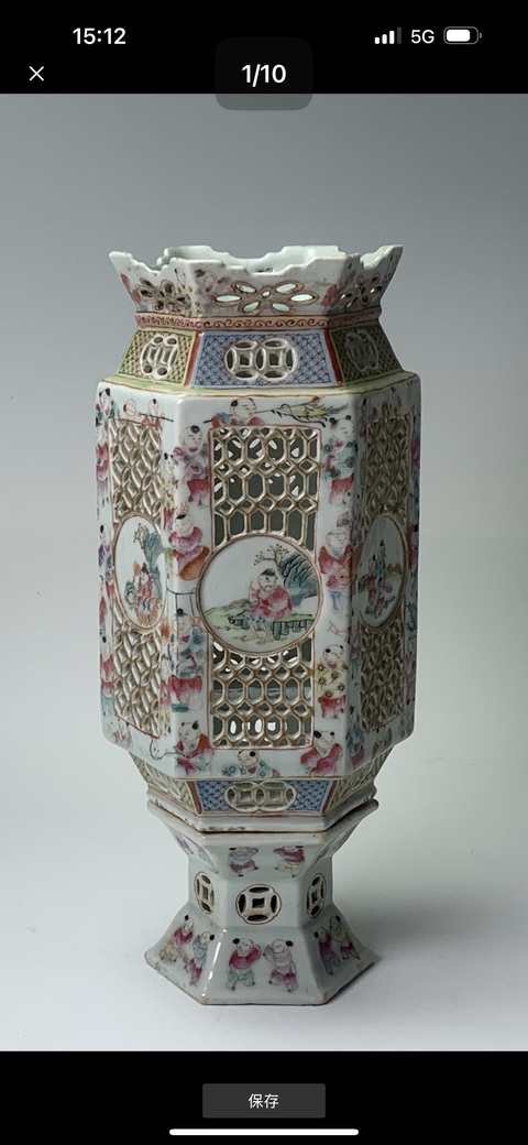 古玩陶瓷粉彩燈罩真品鑒賞圖