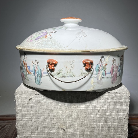 古玩陶瓷粉彩八仙人物紋四系一品鍋拍賣,當前價格2600元