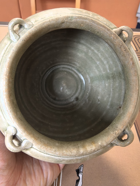 古玩陶瓷南北朝時期越窯青瓷四系罐拍賣,當前價格5980元