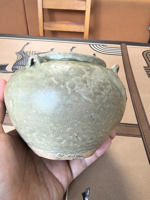 古玩陶瓷南北朝時期越窯青瓷四系罐拍賣,當前價格5980元