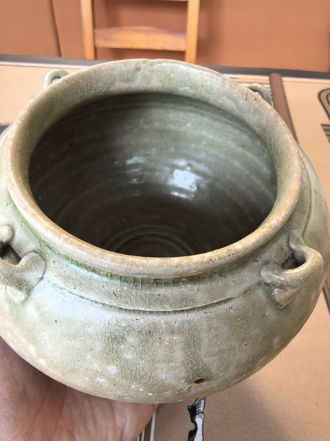 古玩陶瓷南北朝時期越窯青瓷四系罐拍賣,當前價格5980元