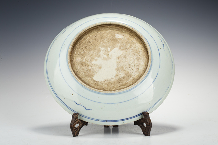 古玩陶瓷清乾隆·青花釉里紅獅子繡球壽字紋盤拍賣，當前價格3500元