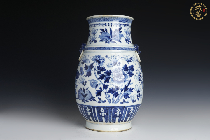 古玩陶瓷青花花卉紋獅耳琵琶尊真品鑒賞圖