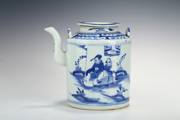 古玩陶瓷清晚·青花人物故事紋壺真品鑒賞圖