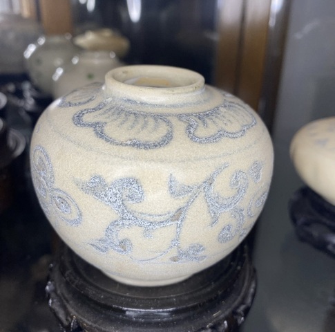 古玩陶瓷明早期安南窯青花水盂真品鑒賞圖