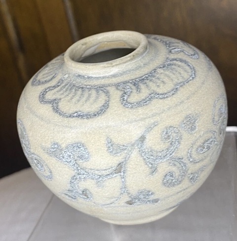 古玩陶瓷明早期安南窯青花水盂真品鑒賞圖