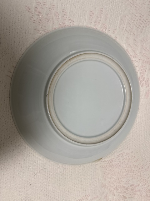 古玩陶瓷樓臺亭閣山水紋青花盤真品鑒賞圖