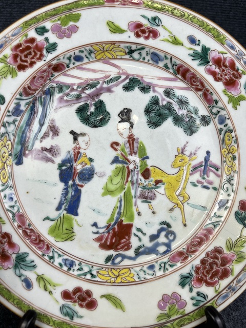 古玩陶瓷粉彩麻姑獻壽紋盤真品鑒賞圖