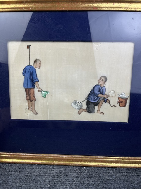 古玩雜項人物故事紋通草畫真品鑒賞圖