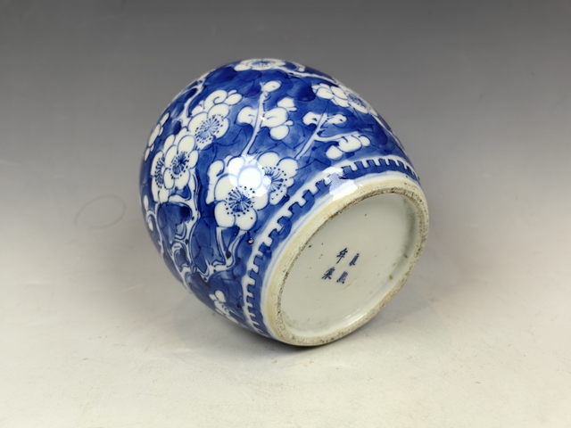 古玩陶瓷清晚正倒枝冰梅紋青花罐真品鑒賞圖