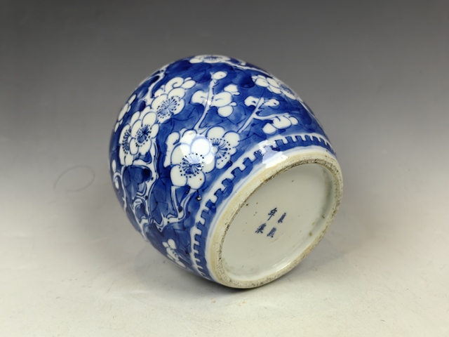 古玩陶瓷清晚正倒枝冰梅紋青花罐真品鑒賞圖