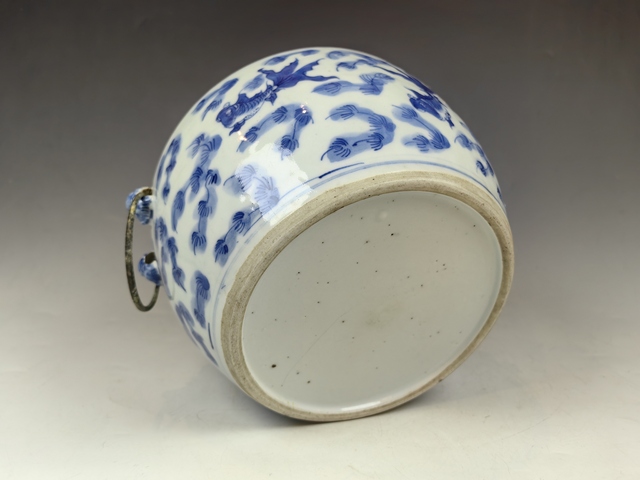 古玩陶瓷清中金玉滿堂魚藻紋青花軸罐真品鑒賞圖