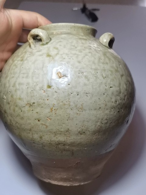 古玩陶瓷越窯青釉四系罐真品鑒賞圖