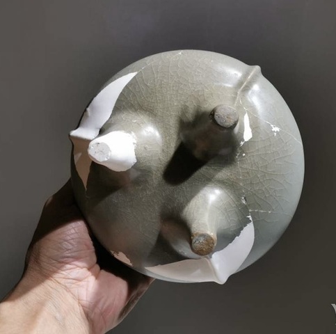 古玩陶瓷青瓷鬲式爐標本真品鑒賞圖