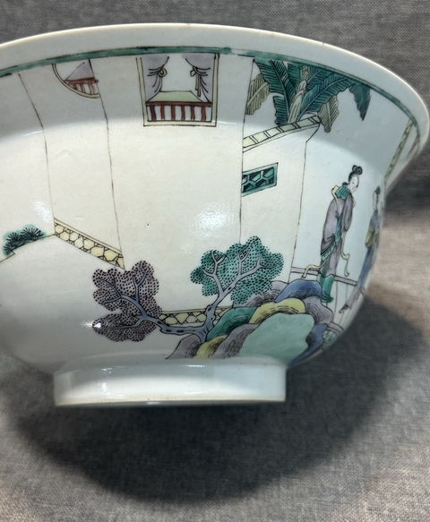 古玩陶瓷五彩人物故事紋折沿碗真品鑒賞圖