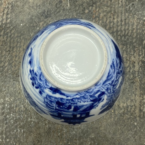 古玩陶瓷清乾隆亭臺樓閣山水青花杯拍賣,當前價格1260元