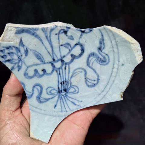 古玩陶瓷一束蓮青花碗標(biāo)本真品鑒賞圖