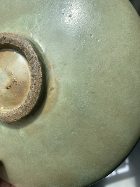 古玩陶瓷龍泉青瓷刻花斂口洗真品鑒賞圖