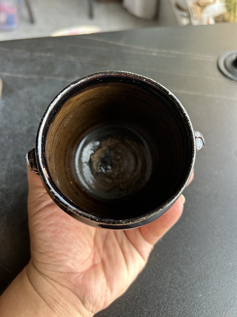 古玩陶瓷耀州雙色釉刻水波紋罐真品鑒賞圖