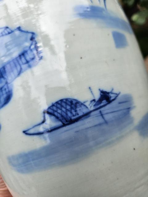 古玩陶瓷青花山水人物瓶真品鑒賞圖