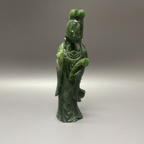 古玩陶瓷和田碧玉觀音塑像真品鑒賞圖