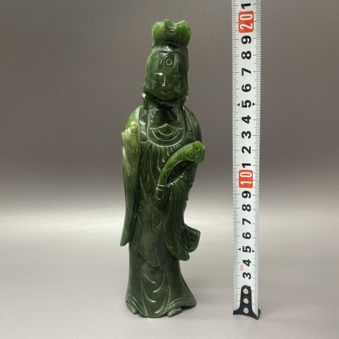 古玩陶瓷和田碧玉觀音塑像真品鑒賞圖
