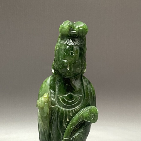 古玩陶瓷和田碧玉觀音塑像真品鑒賞圖