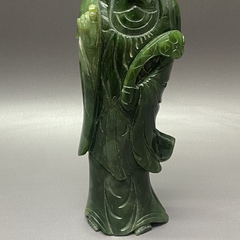 古玩陶瓷和田碧玉觀音塑像真品鑒賞圖