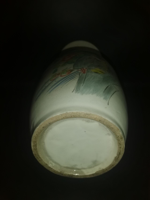 古玩陶瓷花鳥紋雙松葉耳撇口瓶真品鑒賞圖