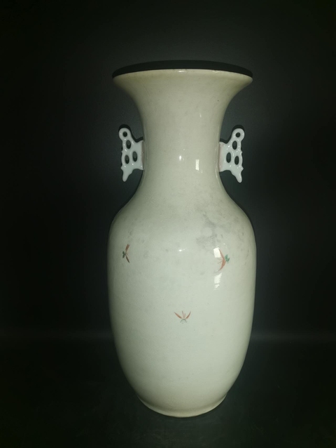古玩陶瓷柳樹黃鶯粉彩瓶真品鑒賞圖