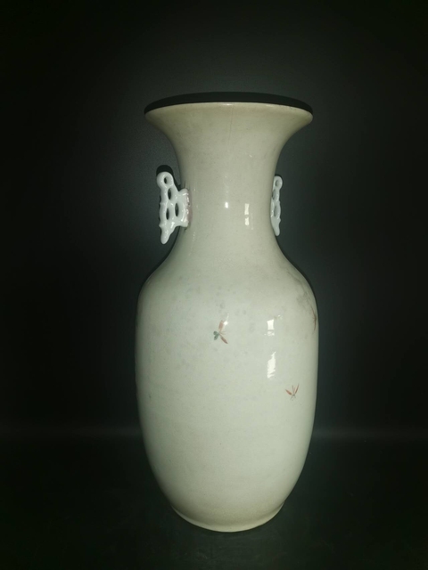古玩陶瓷柳樹黃鶯粉彩瓶真品鑒賞圖
