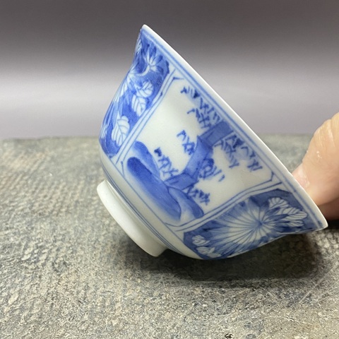 古玩陶瓷民國·梅蘭竹菊·手繪青花杯拍賣,當前價格368元