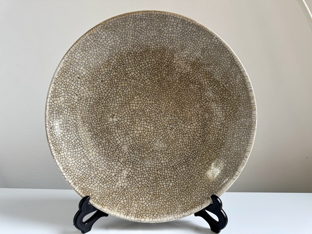 古玩陶瓷清乾隆仿哥釉盤真品鑒賞圖