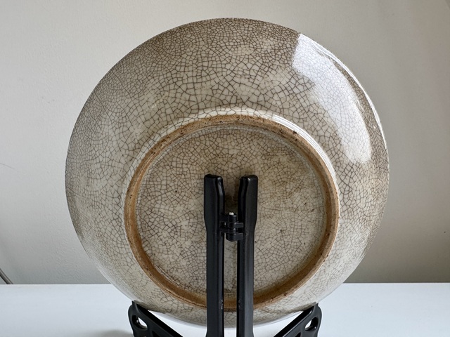 古玩陶瓷清乾隆仿哥釉盤真品鑒賞圖