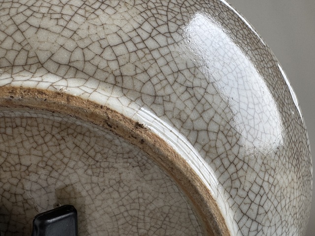古玩陶瓷清乾隆仿哥釉盤真品鑒賞圖