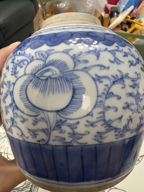 古玩陶瓷清中期 青花雙喜罐真品鑒賞圖