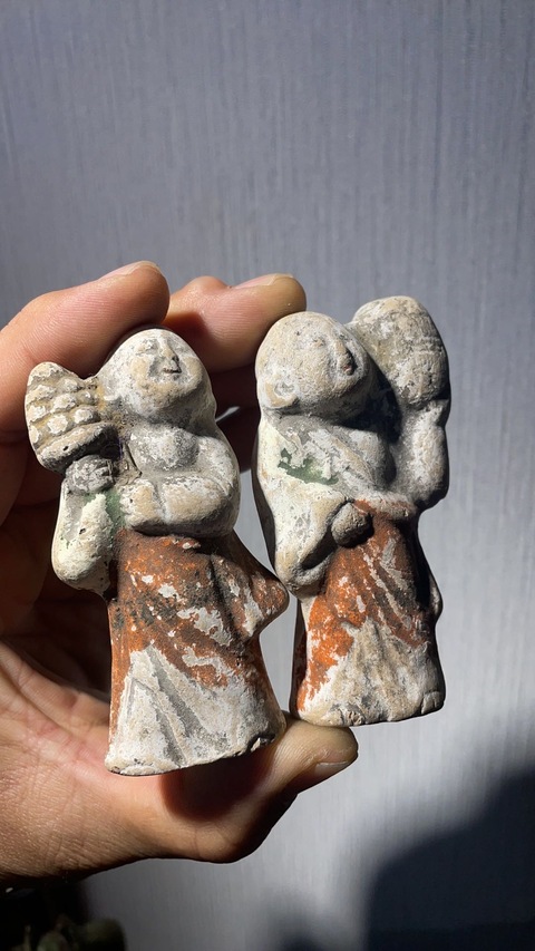 古玩銅器陶仕女真品鑒賞圖