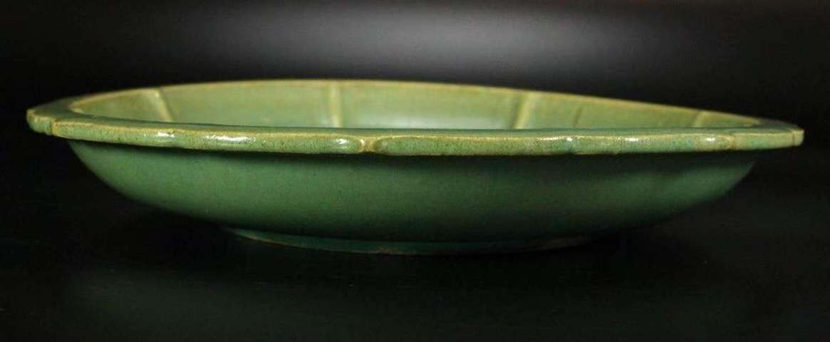 古玩陶瓷青釉花口盤真品鑒賞圖