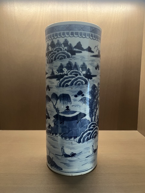 古玩陶瓷青花山水人物紋帽筒拍賣,當(dāng)前價(jià)格4800元
