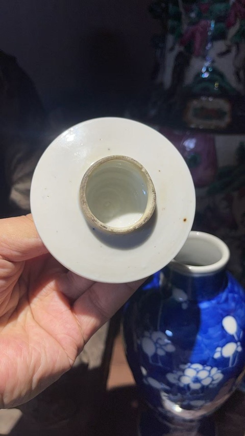 古玩陶瓷青花留白梅紋雞腿蓋瓶真品鑒賞圖