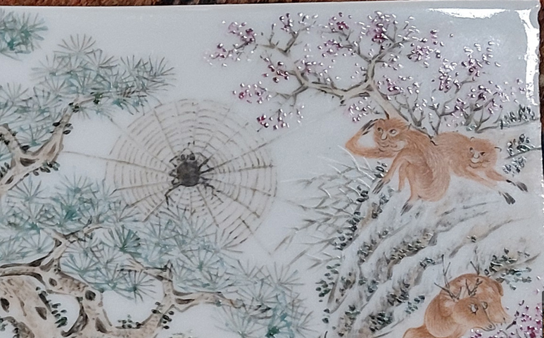 古玩陶瓷十八鹿諸侯瓷板畫真品鑒賞圖