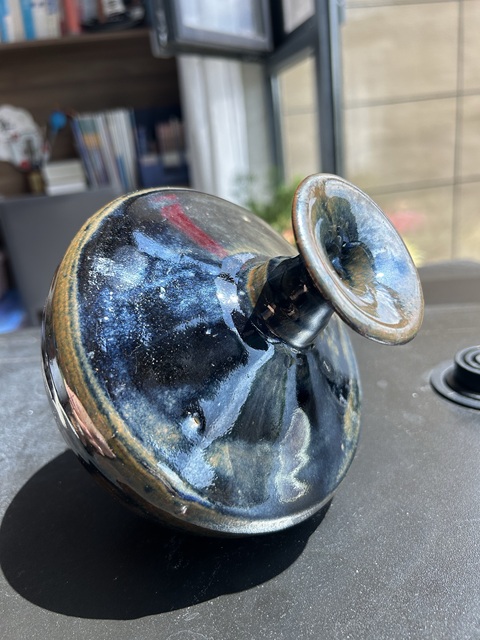 古玩陶瓷磁州窯兔毫釉折肩瓶真品鑒賞圖
