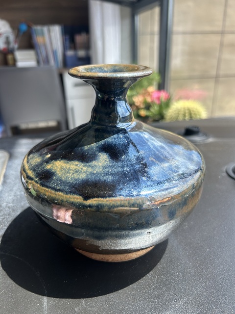 古玩陶瓷磁州窯兔毫釉折肩瓶真品鑒賞圖