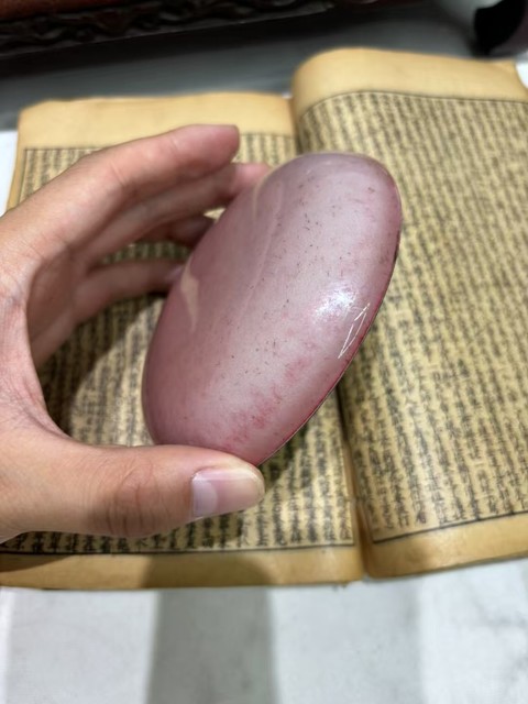 古玩陶瓷豇豆紅釉印盒蓋真品鑒賞圖