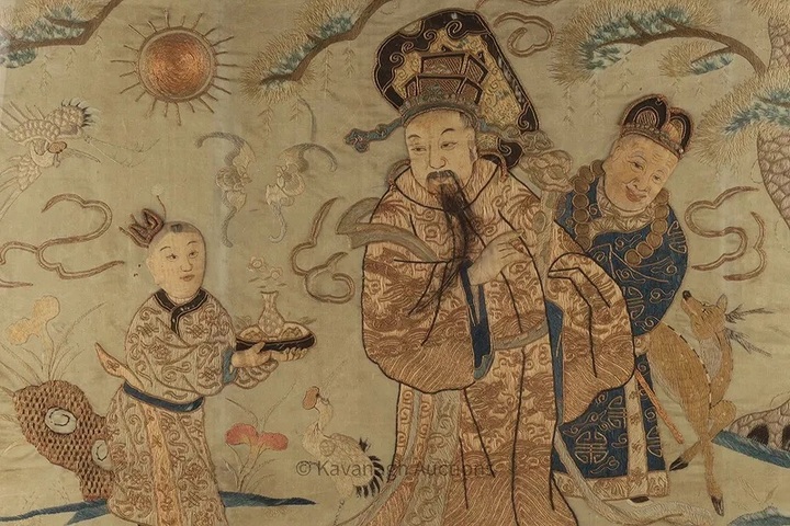 古玩雜項刺繡天官圖真品鑒賞圖